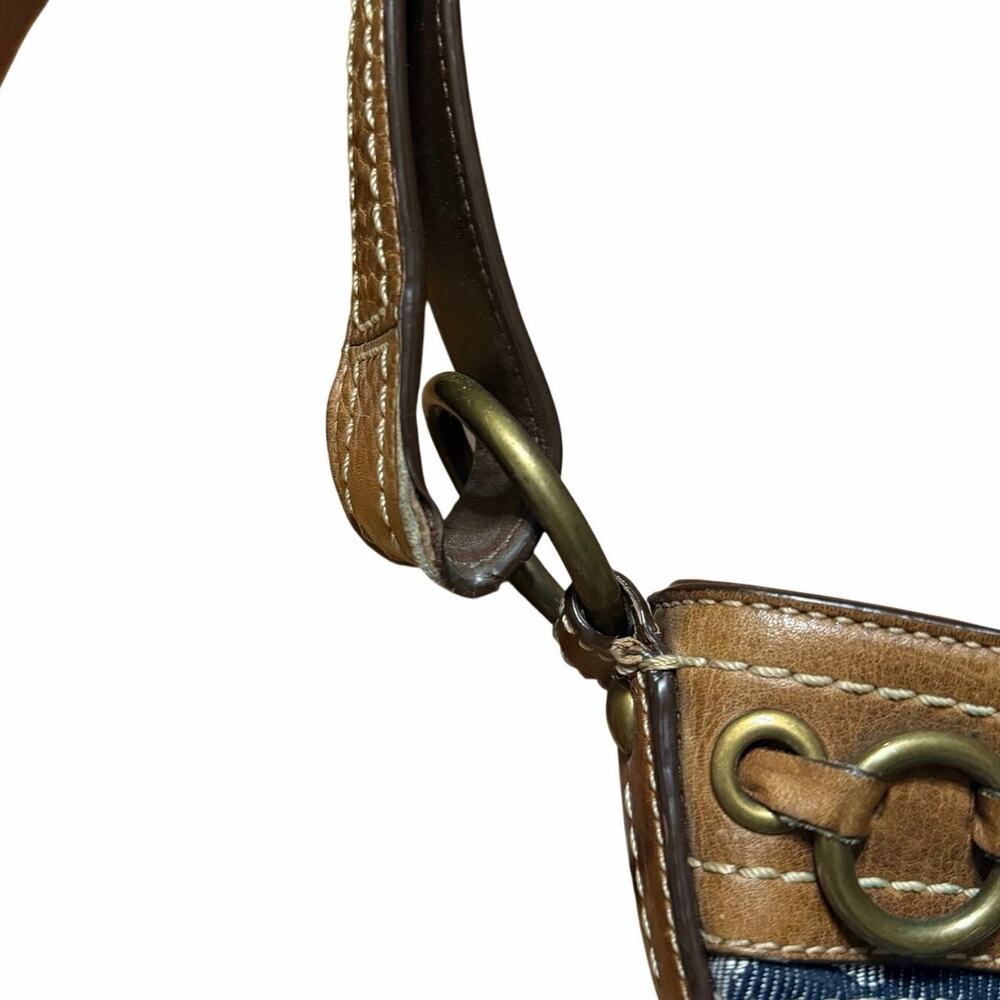 Vintage Coach Signature Denim Canvas Leather Shoulder Bag - Picture 4 of 7